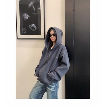 【RICECAKE & OISIS】美式復古 做舊短款 連帽外套 高級感 百搭 oversize 夾克 女