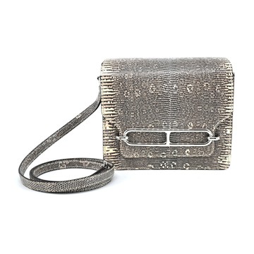 Hermes 愛馬仕 Roulis Mini U刻 原色蜥蜴皮方形斜背包(1B/銀釦)