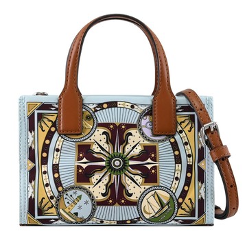 TORY BURCH 163938 ELLA 觀星圖騰尼龍迷你兩用包.藍/咖邊