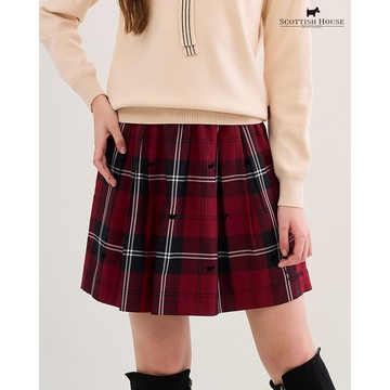 【SCOTTISH HOUSE】紅黑格植絨狗短褶褲裙 CIVA2208