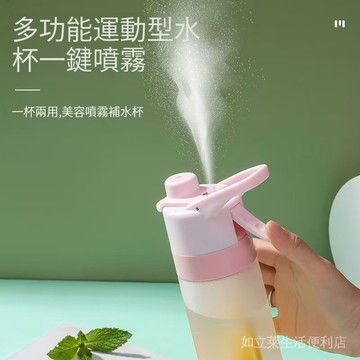 臺灣現貨 噴霧水盃大容量磨砂運動水壺戶外降溫防漏便攜學生健身隨手盃運動降溫神器騎行水盃食品級水盃
