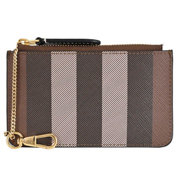 BURBERRY Kelbrook 經典格紋印花附鍊鑰匙釦拉鍊零錢包(樺木棕)