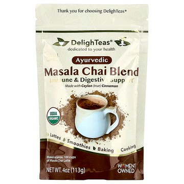 DelighTeas, 阿育吠陀馬薩拉柴混合，無咖啡萃取，4 盎司（113 克）