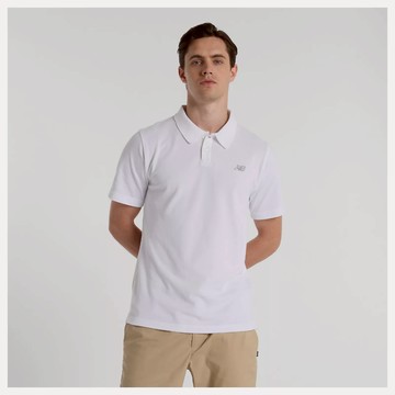 【NEW BALANCE】 短袖上衣 男 POLO衫 美規 白 短T 男 MT51519WT