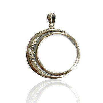 維多利亞風格新月放大鏡吊墜 925 純銀