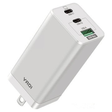 YADI 亞第 65W 2C1A 氮化鎵快充充電器 PD3.0/QC3.0/FCP/SCP/AFC/PPS 快充協議  白色  1個