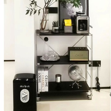 免運 日式置物架落地置物柜書架餐邊柜玄關層架廚房微波爐儲物架子黑色