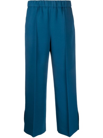 Jil Sander - straight-leg wool cropped trousers - women - Wool/Cotton - 36 - Blue