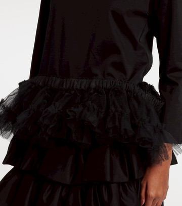 Noir Kei Ninomiya Tulle-trimmed cotton jersey top