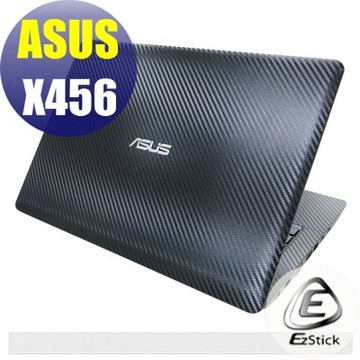 【Ezstick】ASUS X456 X456U X456UB 黑色卡夢紋機身貼 (含上蓋、鍵盤週圍貼)