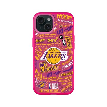 iPhone 15 Clear 粉漾桃 - NBA - 塗鴉系列-洛杉磯湖人 L.A. Lakers - Graffiti