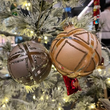 比利時 綺麗耶誕 玻璃聖誕掛飾兩入組 菱格