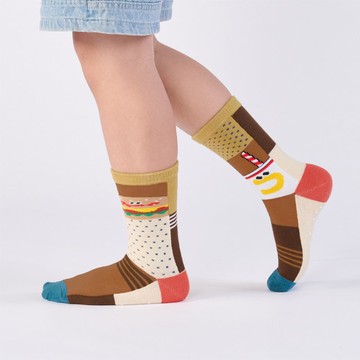 聯名Crazygogo_垂直舞台 中筒童襪 - 咖啡(1y-9y)