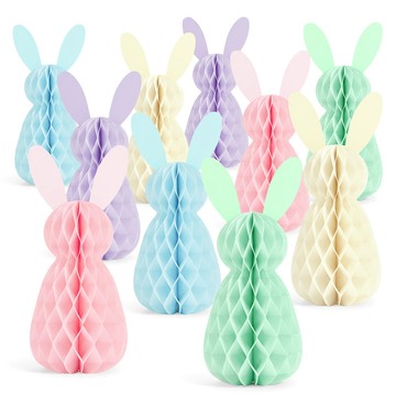 洛陽牡丹 5個復活節兔子蜂窩球掛飾Easter主題派對餐桌中心擺飾生日佈置裝飾品