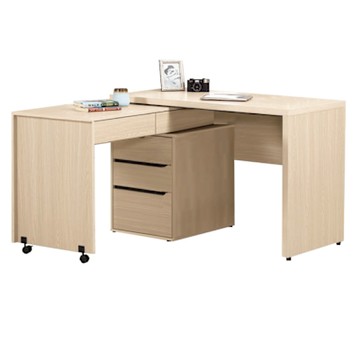 文創集 寶佳亞4尺五抽可伸縮書桌組合(二色可選+左＆右向擺設可選)-120-202x60x81cm免組