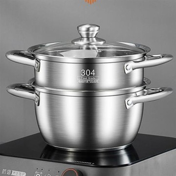 304不銹鋼湯鍋家用煮粥不粘鍋奶鍋小蒸鍋煲湯鍋具燃氣電磁爐批發