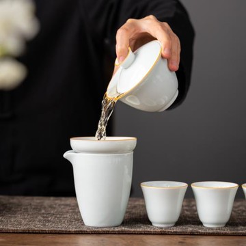 晨翔影青蓋碗茶杯德化白瓷茶碗帶蓋單個三才大號功夫家用茶具套裝