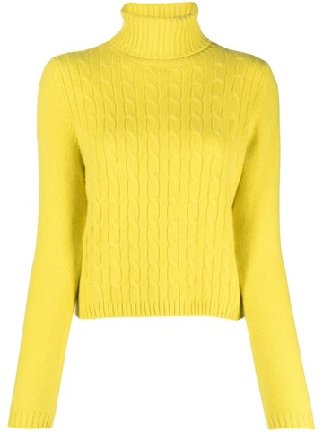 Allude - roll-neck cable-knit jumper - women - Cashmere/Spandex/Elastane - S - Yellow