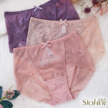 復古網紗蕾絲中高腰內褲 M-3XL｜SiOHER熹歐禾