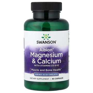 Swanson Vitamins, Albion®，含鎂、鈣、維生素 D3 和 K2，90 粒膠囊