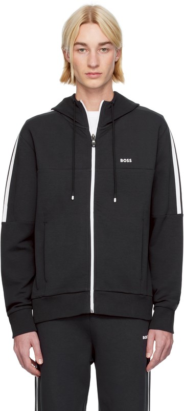 BOSS 海军蓝拉链连帽衫