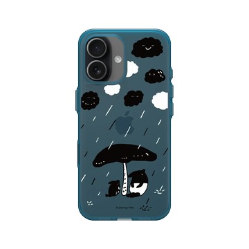 iPhone 17 Clear (相機按鈕) 夜幕藍 - 馬來貘 Laimo - 下雨了(透明款)