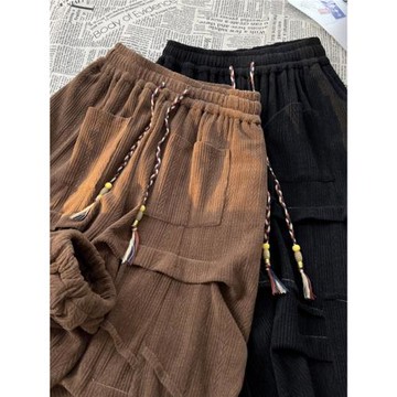 新中式潮牌加肥加大碼闊腿燈籠褲中國風復古小眾設計感束腳運動褲