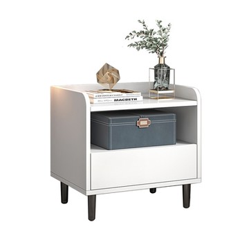 Arien居家 簡約單抽雙層收納床頭櫃 50x53cm -白色