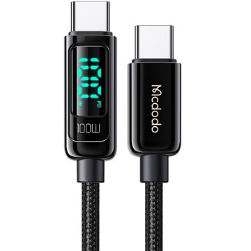 Mcdodo 麥多多 數位顯示 Type-C to Type-C PD快充數據線  1.2m  黑色  1條
