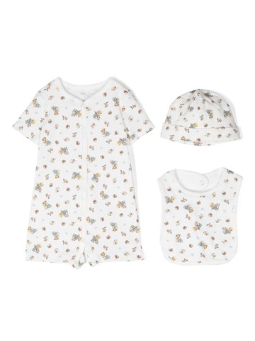Ralph Lauren Kids - Polo Bear printed babygrow set - kids - Cotton - 6 mth - White
