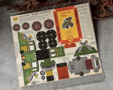 法國 文房玩具老物 1898老車紙模型圖鑑