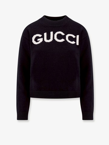 Wool sweater with gucci embroidery on the front - GUCCI - gender_Woman