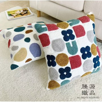 【騰源織品｜24hr出貨】立體彩色幾何刺繡抱枕套 | 共2款 | 45x45