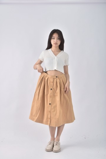 (L) american bluedeer卡其棕色長裙