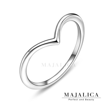Majalica純銀戒指925純銀尾戒 專屬愛意女戒V字形戒指疊戴 鍍白金/玫瑰金/黃K金 PR21009