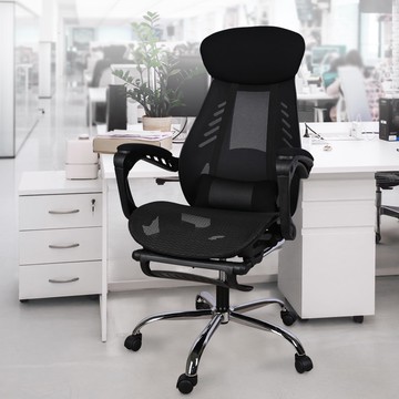 【AOTTO】透氣護腰可擱腳電腦椅(電腦椅 辦公椅 網椅)