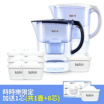 Kolin 歌林 3.8L濾水壺(內含四重濾芯*1)+四重濾芯6入(共1壺7芯/適用Brita)