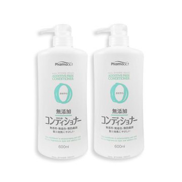 (2瓶超值組)日本KUMANO熊野油脂-Pharmaact Zero無添加潤髮乳600ml/瓶(植物性溫和修護潤絲乳,胺基酸滋潤護髮素,光澤柔順潤髮精華,不含香料色素防腐劑)