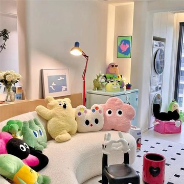 可愛花朵抱枕沙發客廳床上女生睡覺多巴胺毛絨公仔超軟靠枕墊