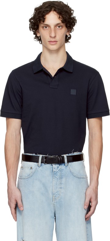 BOSS 海军蓝 Slim-Fit Stretch-Cotton Logo Patch Polo 衫