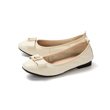 NG鞋特賣★GREEN PINE方頭蝴蝶結娃娃真皮平底鞋 米色 (00312165)