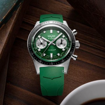 VULCAIN 窩路堅  Skindiver 限量版 森林綠計時碼錶機械錶-590176BK7.BAR253