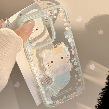 台灣出貨❤海邊卡通適用iPhone15promax蘋果16手機殼14美人魚支架13閃粉11軟