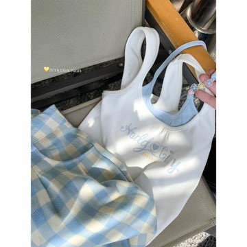 曾小咸 泰式假兩件掛脖吊帶背心女夏季內搭打底外穿上衣2025新款