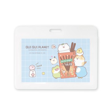 胖胖星球 橫式證件卡夾-藍