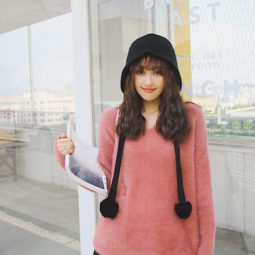 秋天可愛甜美帽子針織毛線帽女秋冬日系韓版時尚百搭潮護耳帽保暖1入