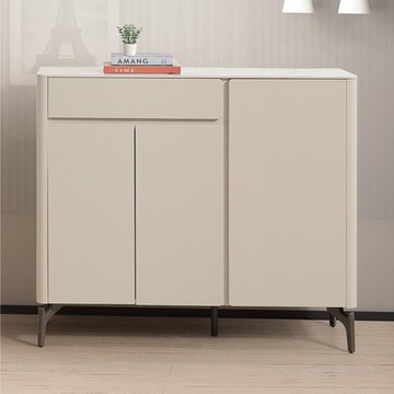 文創集 威瑟雙色3.7尺三門單抽岩板鞋櫃-110x35x97cm免組