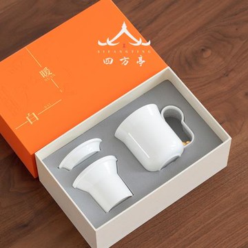 陶瓷茶杯泡茶杯辦公杯白瓷水杯帶蓋杯子茶水分離馬克杯帶手柄過濾