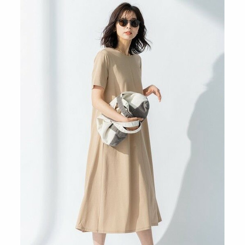 L Size Onward 大きいサイズ エルサイズオンワード 洗える ペルーコットン カットソー ワンピース キャメル系 46 通販 Lineポイント最大1 0 Get Lineショッピング