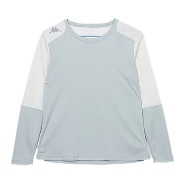 KAPPA義大利時尚吸濕排汗女生長袖圓領衫米白 淺灰綠351Y18WW7Q